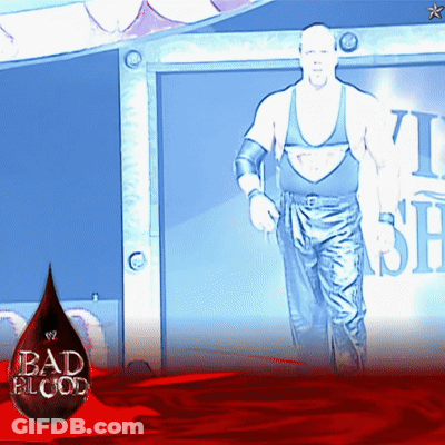 Man Standing In Front Of Bad Blood Sign GIF