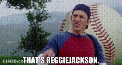 Man Standing In Front Of Baseball Saying That's Reggie Jackson GIF