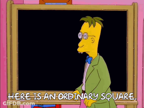 Man Standing In Front Of Blackboard Saying Here Is An Ordinary Square GIF
