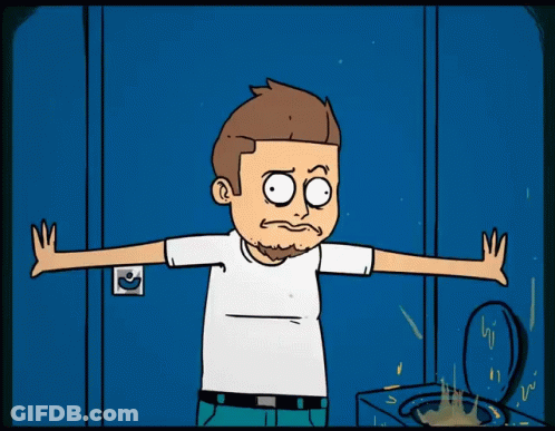 Man Standing In Front Of Blue Door GIF