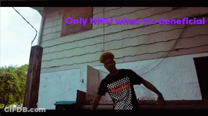 Man Standing In Front Of Building Only Hmu When It's Beneficial GIF