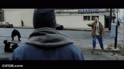 Man Standing In Front Of Cleaners GIF