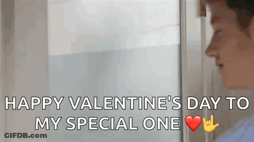Man Standing In Front Of Door Saying Happy Valentine's Day To My Special One GIF