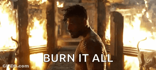 Man Standing In Front Of Fire Saying Burn It All GIF