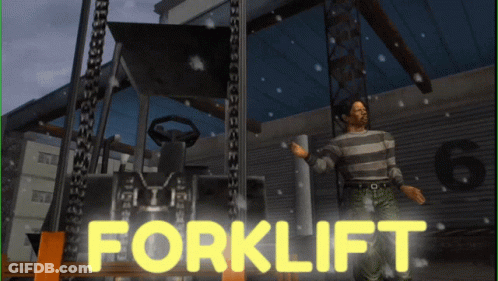 Man Standing In Front Of Forklift GIF