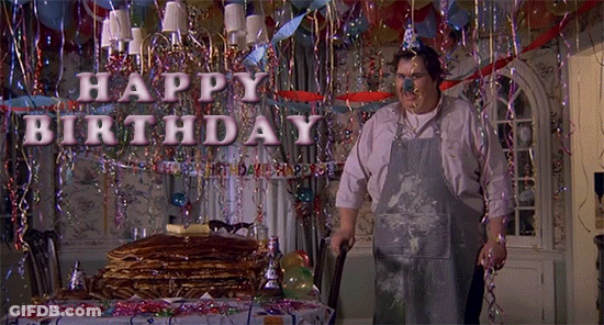 Man Standing In Front Of Happy Birthday Sign GIF