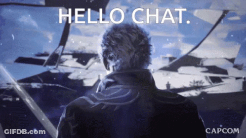 Man Standing In Front Of Hello Chat Screen GIF