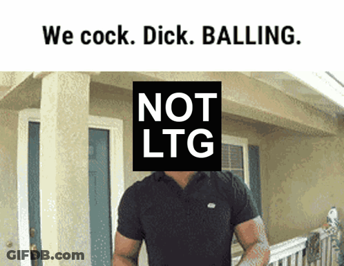 Man Standing In Front Of House With Sign We Cock Dick Balling GIF