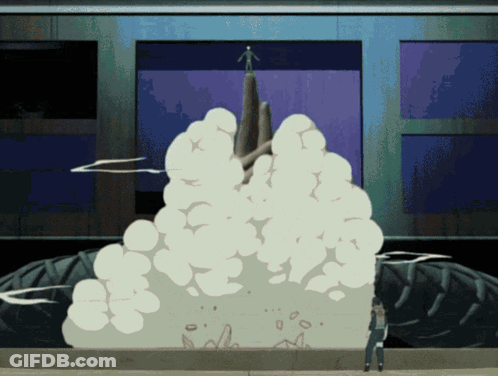 Man Standing In Front Of Huge Explosion GIF