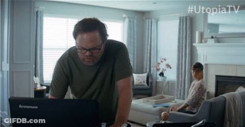 Man Standing In Front Of Lenovo Laptop GIF