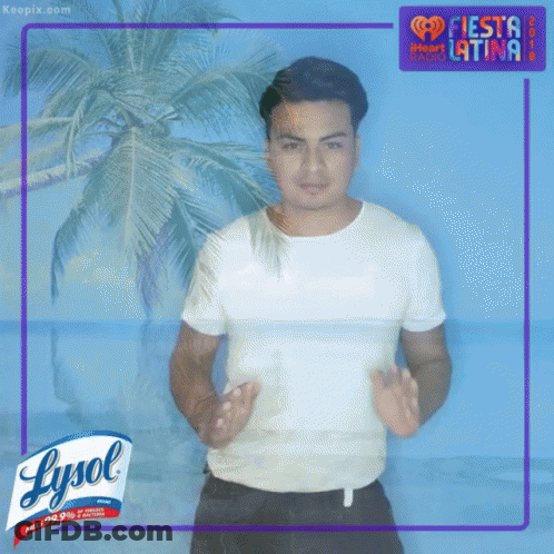 Man Standing In Front Of Lysol Box GIF