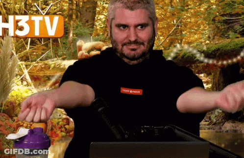 Man Standing In Front Of Microphone H3TV Logo GIF