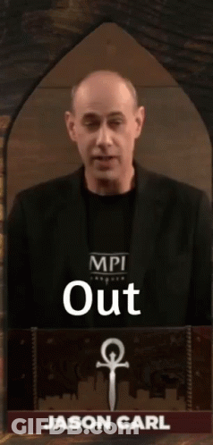 Man Standing In Front Of Out Sign GIF