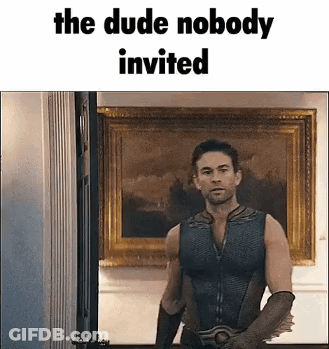 Man Standing In Front Of Painting The Dude Nobody Invited GIF