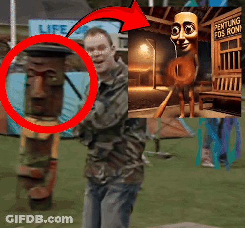 Man Standing In Front Of Pentong Fos Rum Sign GIF