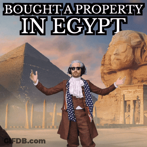 Man Standing In Front Of Pyramid Saying Bought A Property In Egypt GIF