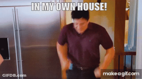 Man Standing In Front Of Refrigerator Saying In My Own House GIF