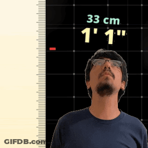 Man Standing In Front Of Ruler Reading 33 Cm GIF