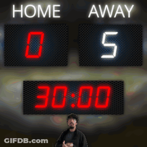 Man Standing In Front Of Scoreboard Saying Home And Away GIF