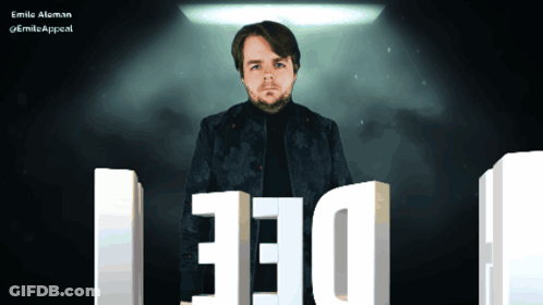 Man Standing In Front Of Sign Saying Def GIF