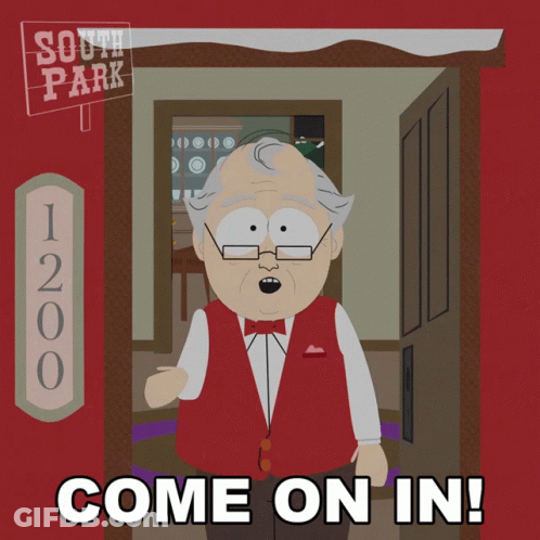 Man Standing In Front Of South Park Sign GIF