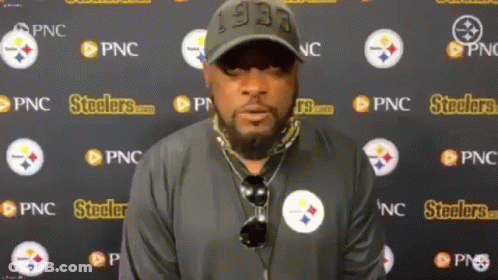 Man Standing In Front Of Steelers Wall GIF