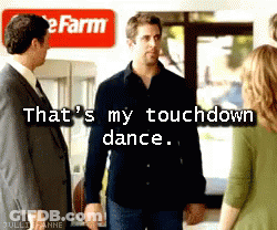 Man Standing In Front Of Touchdown Dance Sign GIF
