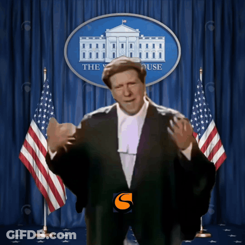 Man Standing In Front Of White House Sign GIF