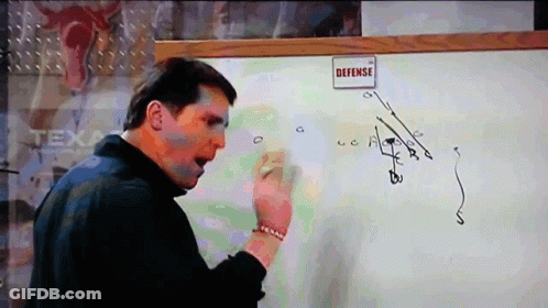 Man Standing In Front Of Whiteboard With Defense Sign GIF