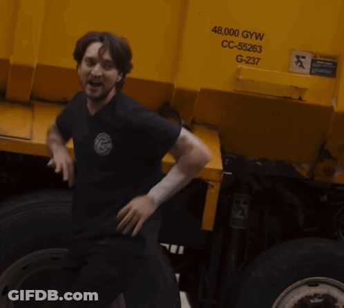 Man Standing In Front Of Yellow Dumpster Saying 48,000 Gyw Cc-55263 G-237 GIF