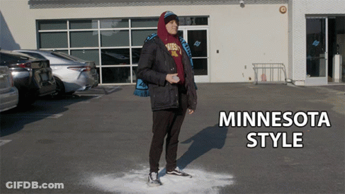 Man Standing In Parking Lot Minnesota Style GIF