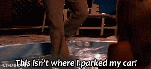 Man Standing In Pool With Parking Joke GIF