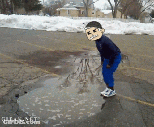 Man Standing In Puddle GIF