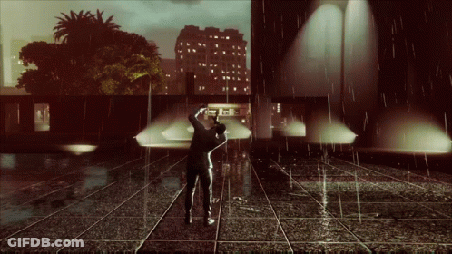 Man Standing In Rain With Arms Up GIF