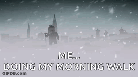 Man Standing In Snow Holding Cane GIF