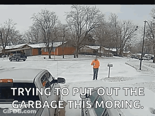 Man Standing In Snow Near Mailbox GIF
