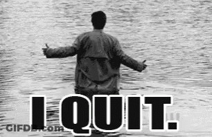 Man Standing In Water Saying I Quit GIF