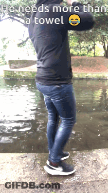 Man Standing Near Water He Needs More Than Towel GIF