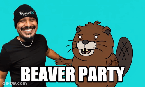 Man Standing Next To Beaver Party GIF
