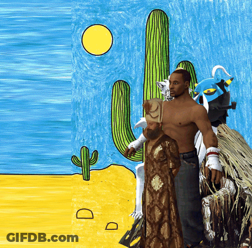Man Standing Next To Cactus With D GIF