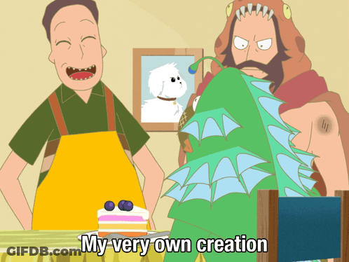 Man Standing Next To Cake My Very Own Creation GIF