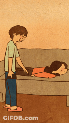 Man Standing Next To Couch With Lying Woman GIF
