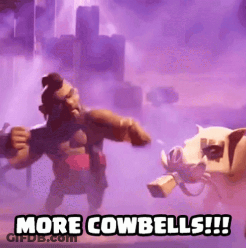 Man Standing Next To Cow Saying More Cowbells GIF