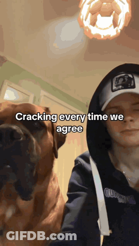 Man Standing Next To Dog Saying Cracking Every Time We Agree GIF