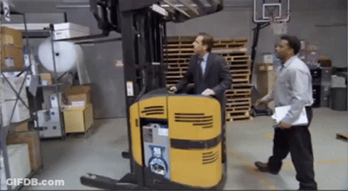 Man Standing Next To Forklift Saying TC GIF