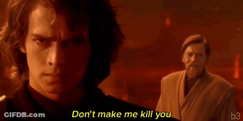 Man Standing Next To Man With Don't Make Me Kill You GIF
