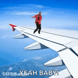 Man Standing On Airplane Wing Saying Yeah Baby GIF