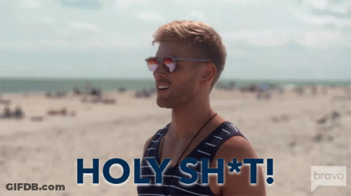 Man Standing On Beach Saying Holy Sh T GIF