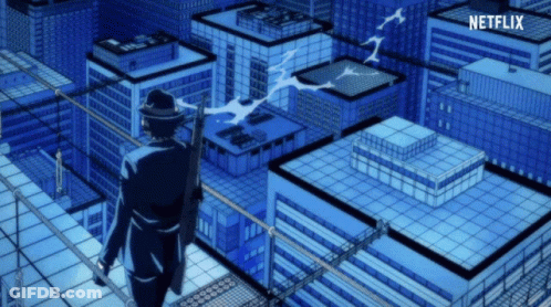Man Standing On Building With Netflix GIF