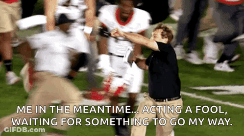Man Standing On Football Field Me In The Meantime Acting A Fool GIF